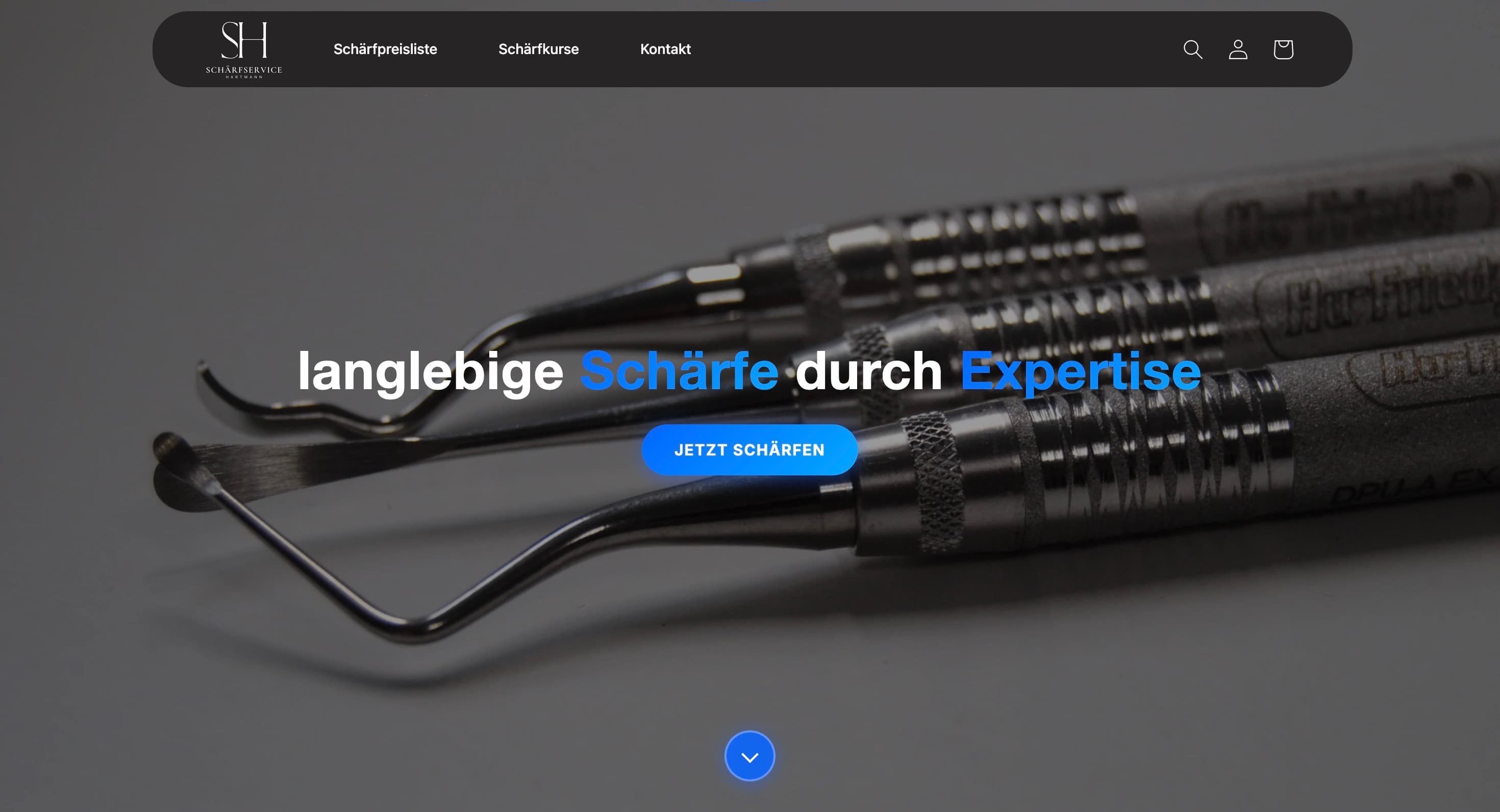 Schärfservice Hartmann - Professionelle Schärfservice Website mit modernem Design